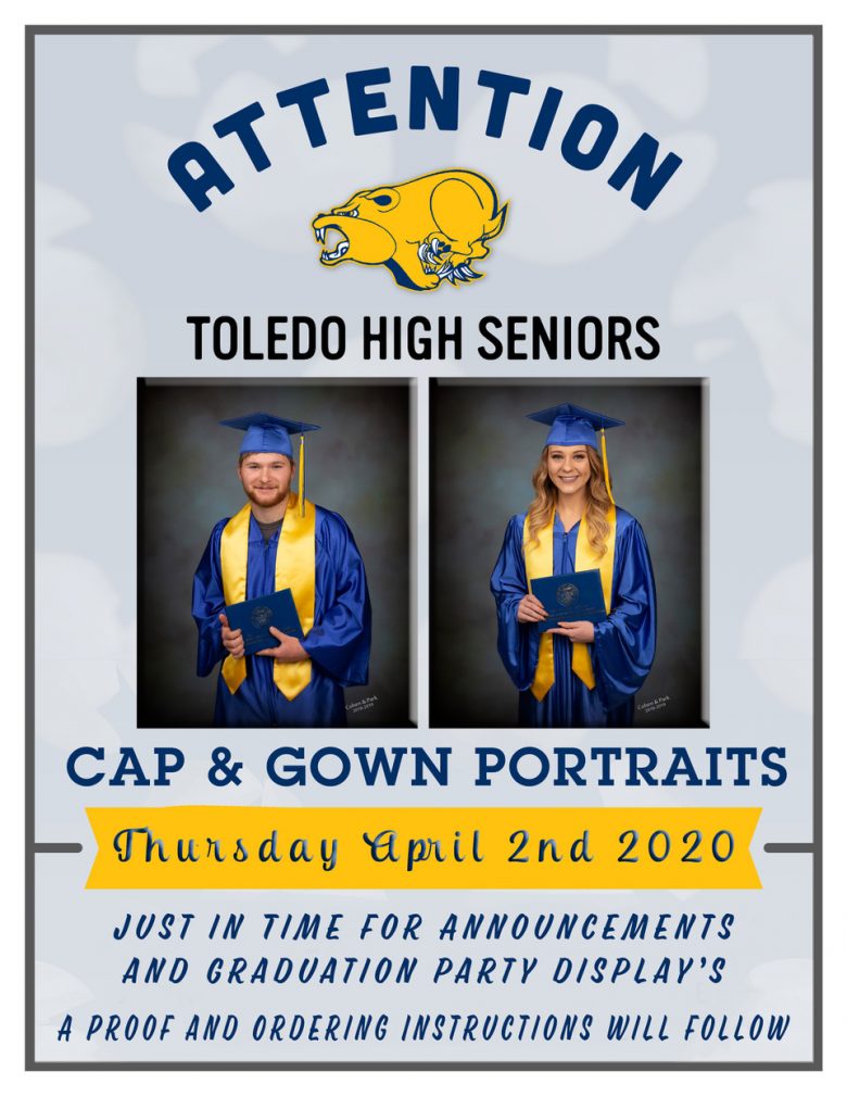 cap and gown portraits April 2nd