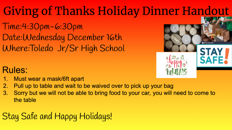 Holiday Dinner Handout Dec. 16